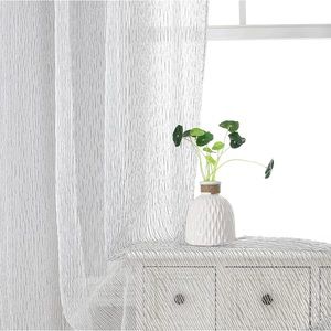 Jacquard Sheer Curtains Tiers Top Drapes Silver Grommet 54" x 63" 2 Panels Grey